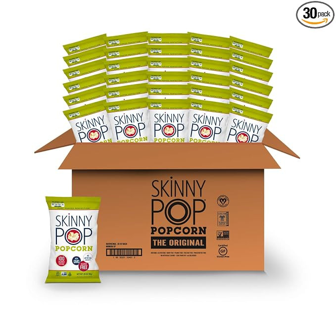 SkinnyPop Original Popcorn, Individual Snack Size Bags, Skinny Pop, Healthy Popcorn Snacks, Glute... | Amazon (US)