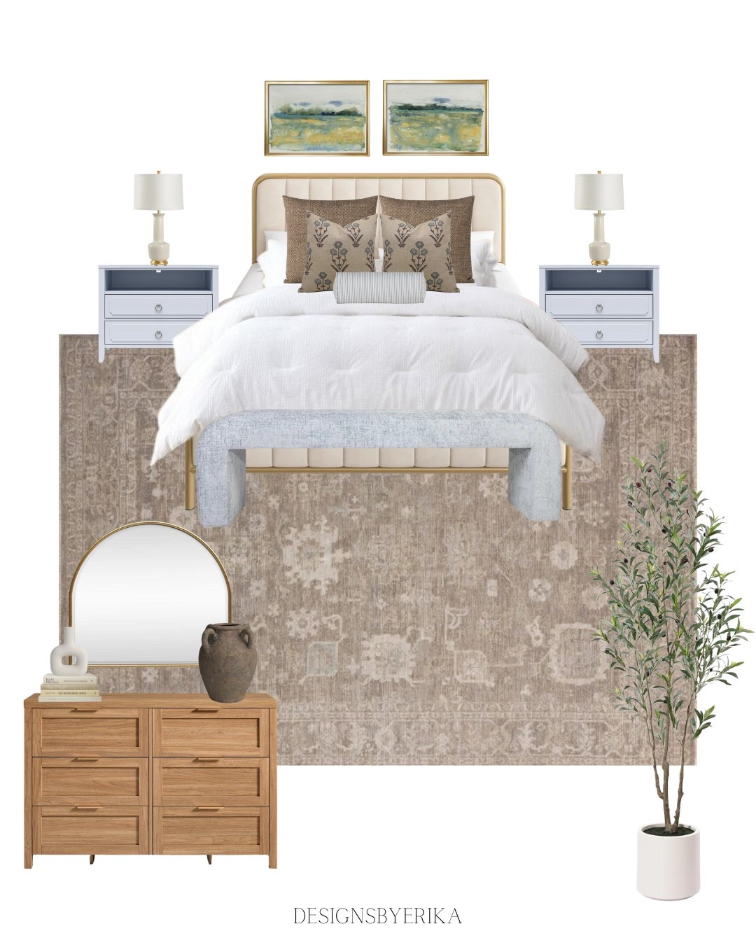 An elegant and cozy bedroom design with neutral tones and a small pop of pale blue 🤍🌿

#LTKHome