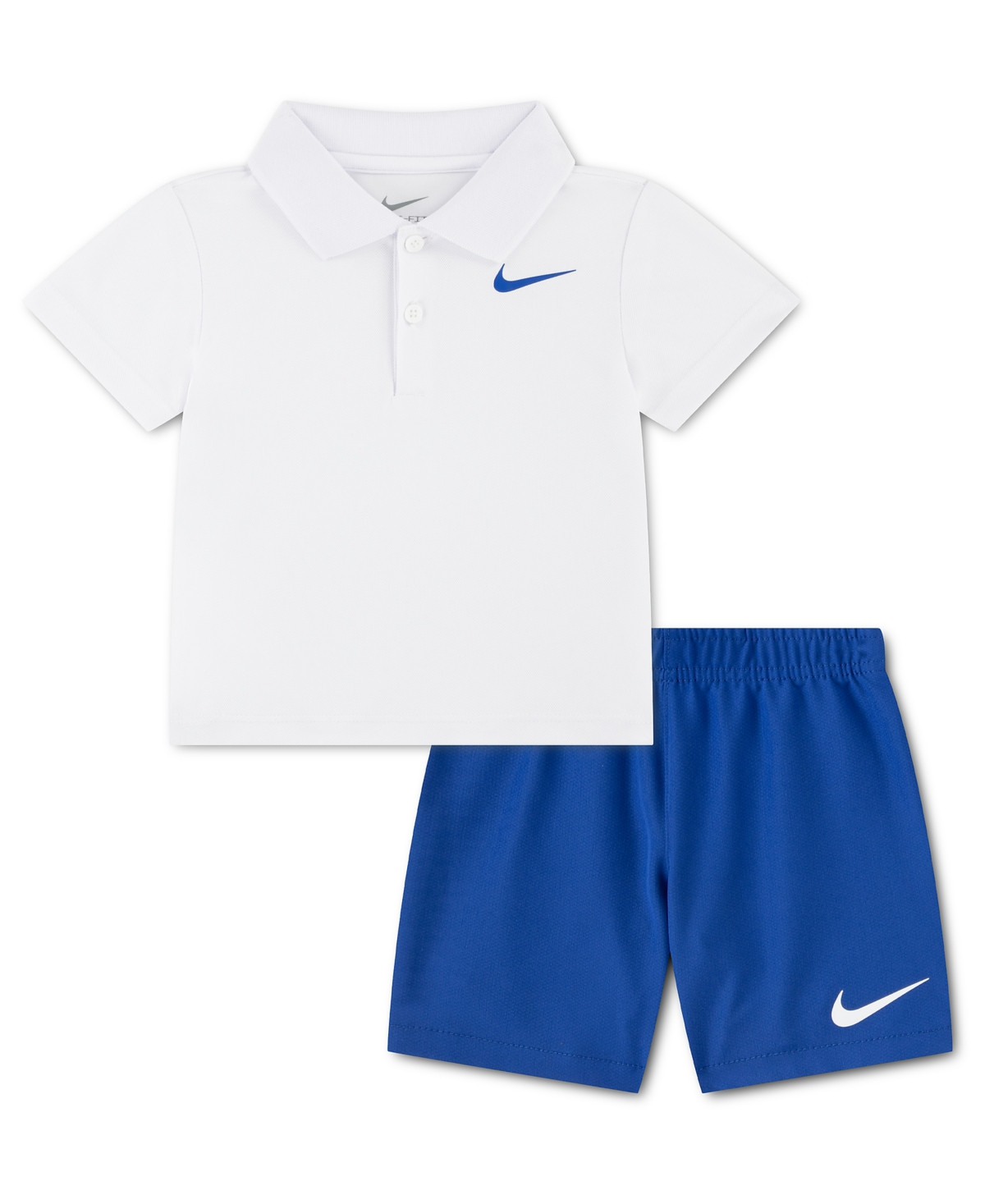 Nike Baby Boys' Short-Sleeve Polo Shirt and Woven Shorts, 2-Piece Set - Game Royal Blue/White | Macy's