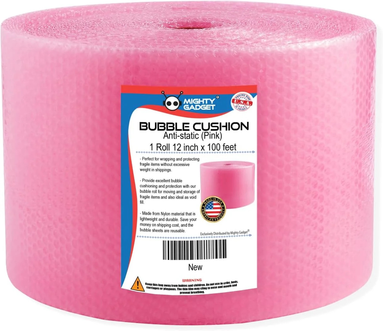 Mighty Gadget Pink Anti-Static Recycled Small Bubble Cushioning Wrap Roll | Walmart (US)