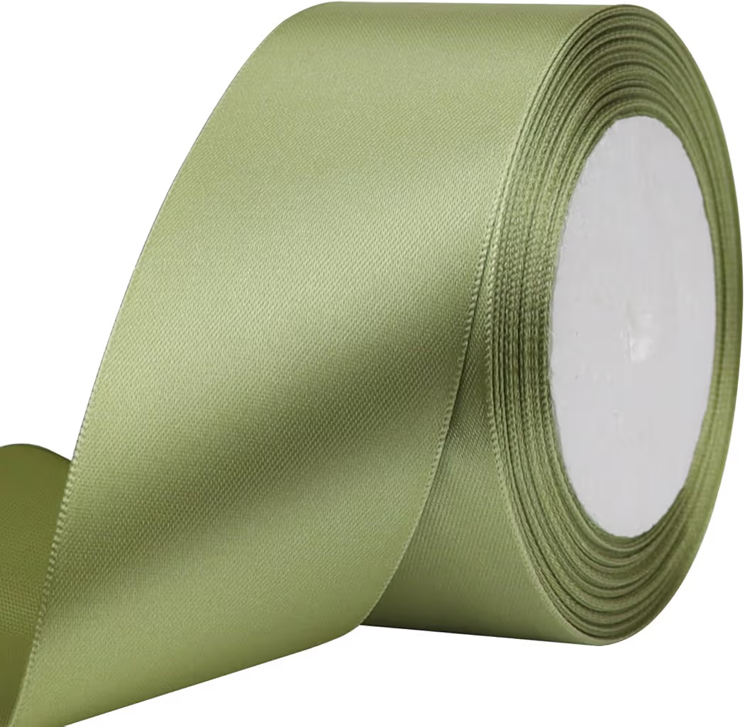 Olive Green Solid Satin Ribbon 2 Inch 25 Yards Solid Polyester Fabric Ribbon for Gift Wrapping We... | Amazon (US)