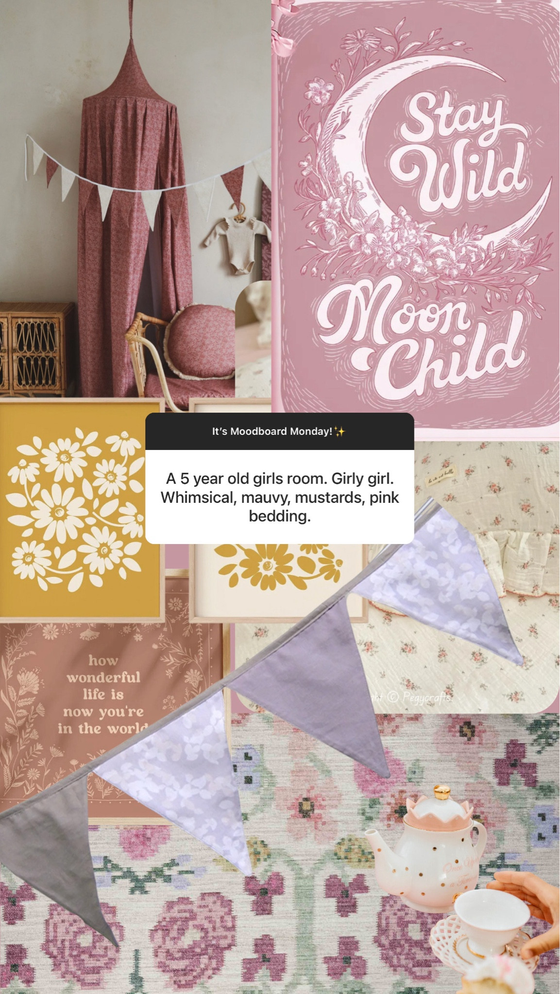 Moodboard Monday today features a fun little girls room!

Floral rug, children’s bedding, little girl art, mauve, mustard, bunting, flag banner, children’s art, bed canopy



#LTKKids #LTKHome #LTKFamily