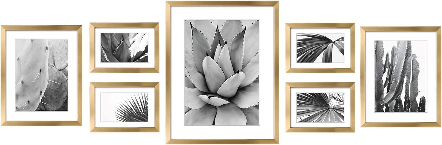 ArtbyHannah 7 Pack Gold Gallery Wall Picture Frames Sets with Decorative Botanical Art Prints for... | Amazon (US)