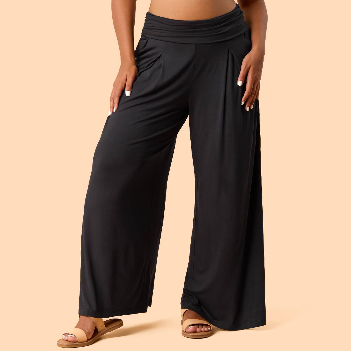 Blogilates Women's Homebody Foldover Wide Leg Pants | Target