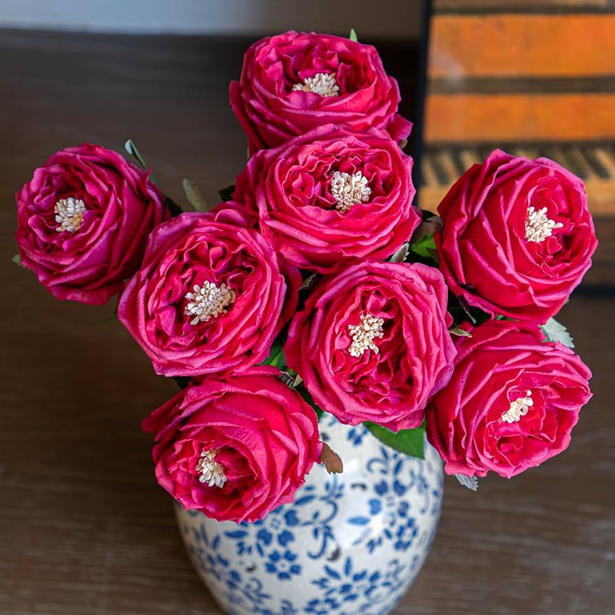 Fake Flowers for Decoration Home Decor Real Touch Artificial Flowers Austin Rose Peony Latex Fake... | Amazon (US)