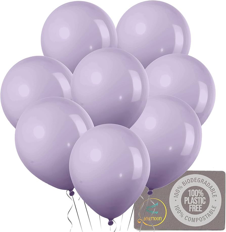 AFTERLOON Biodegradable Balloons Lavender 10 Inch 72 Pack, Solid Color Thickened Extra Strong Lat... | Amazon (US)