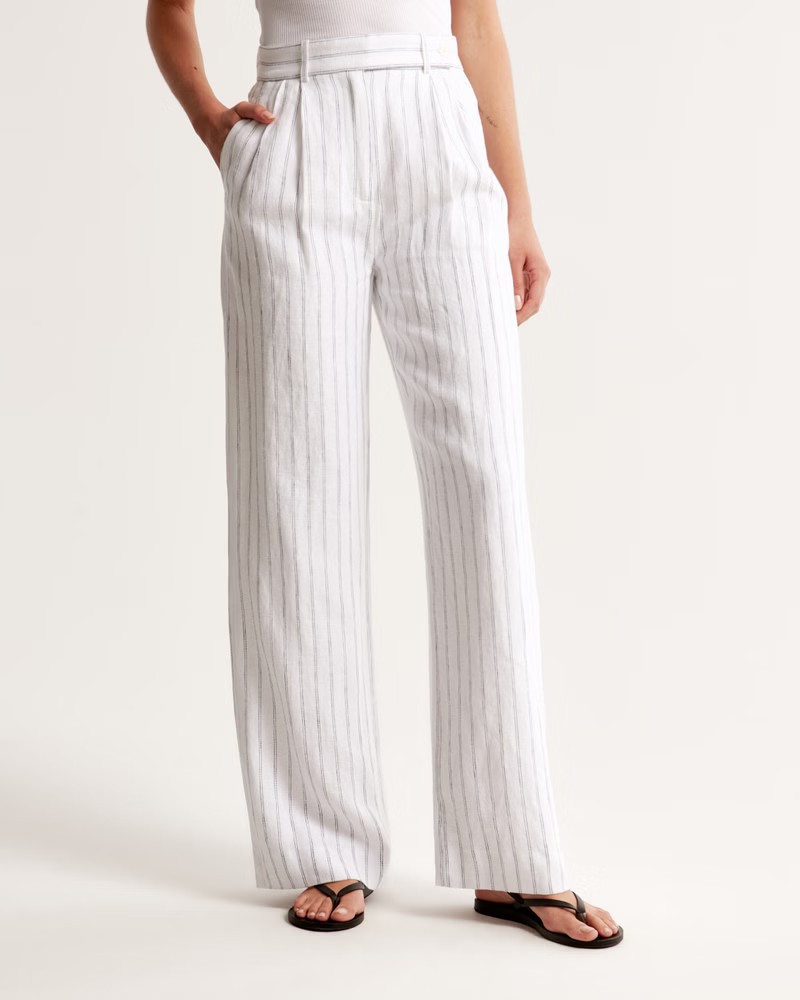 Women's A&F Sloane Tailored Premium Linen Pant | Women's Bottoms | Abercrombie.com | Abercrombie & Fitch (US)