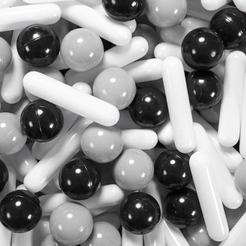 STARBOLO Ball Pit Balls - Pack of 120 Crush Proof Plastic Toy Balls for Toddlers Ball Pit, Play Tent, Baby Pool Water Toys, Kiddie Pool, Party Decoration, Photo Props (Black/Gray/White) | Amazon (US)