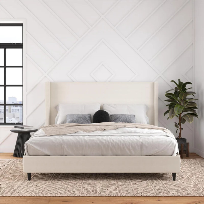 Click for more info about Birzer King Upholstered Wingback Bed