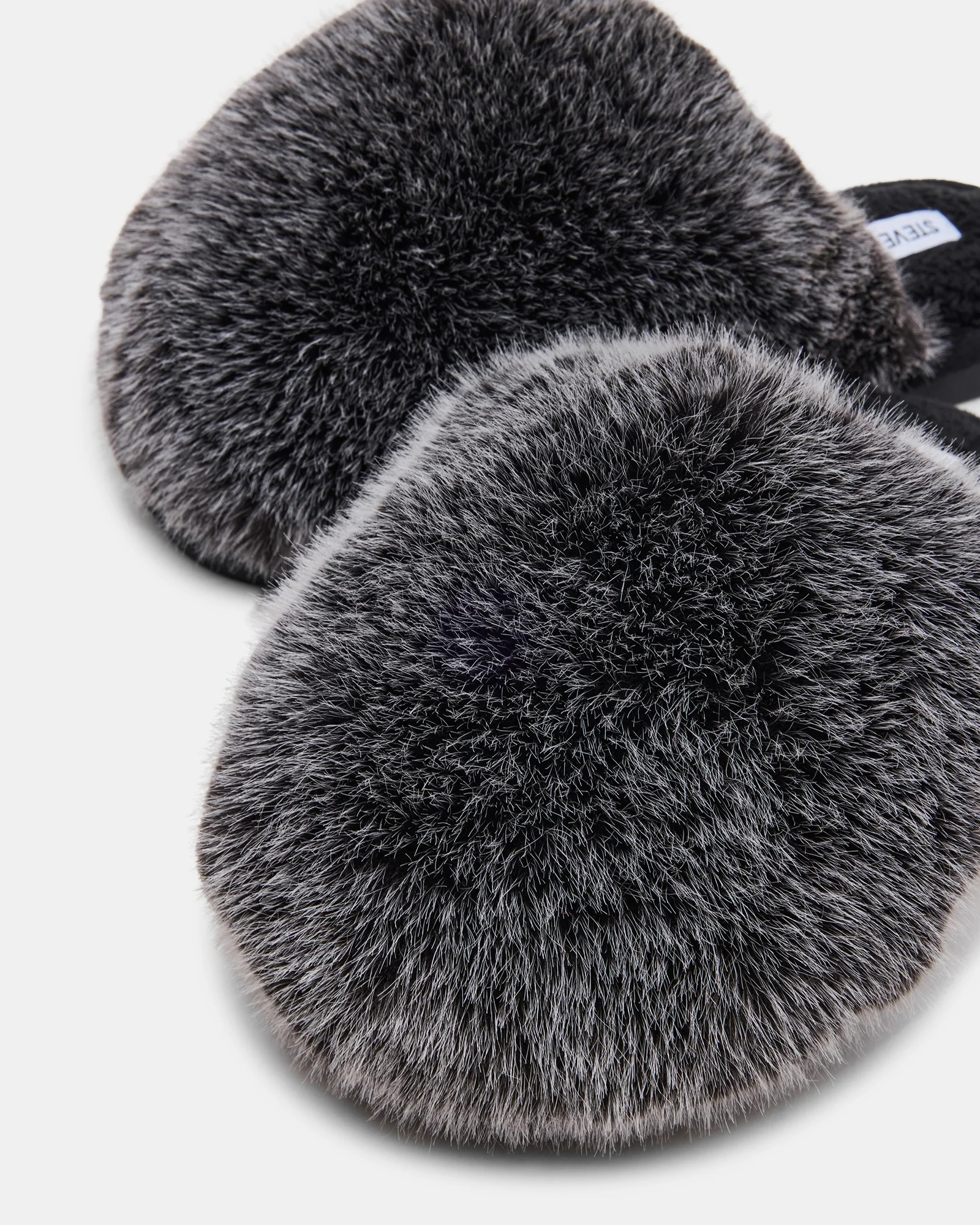 POOF GREY Slip-On Faux Fur Mule Women's Flat | Steve Madden (US)