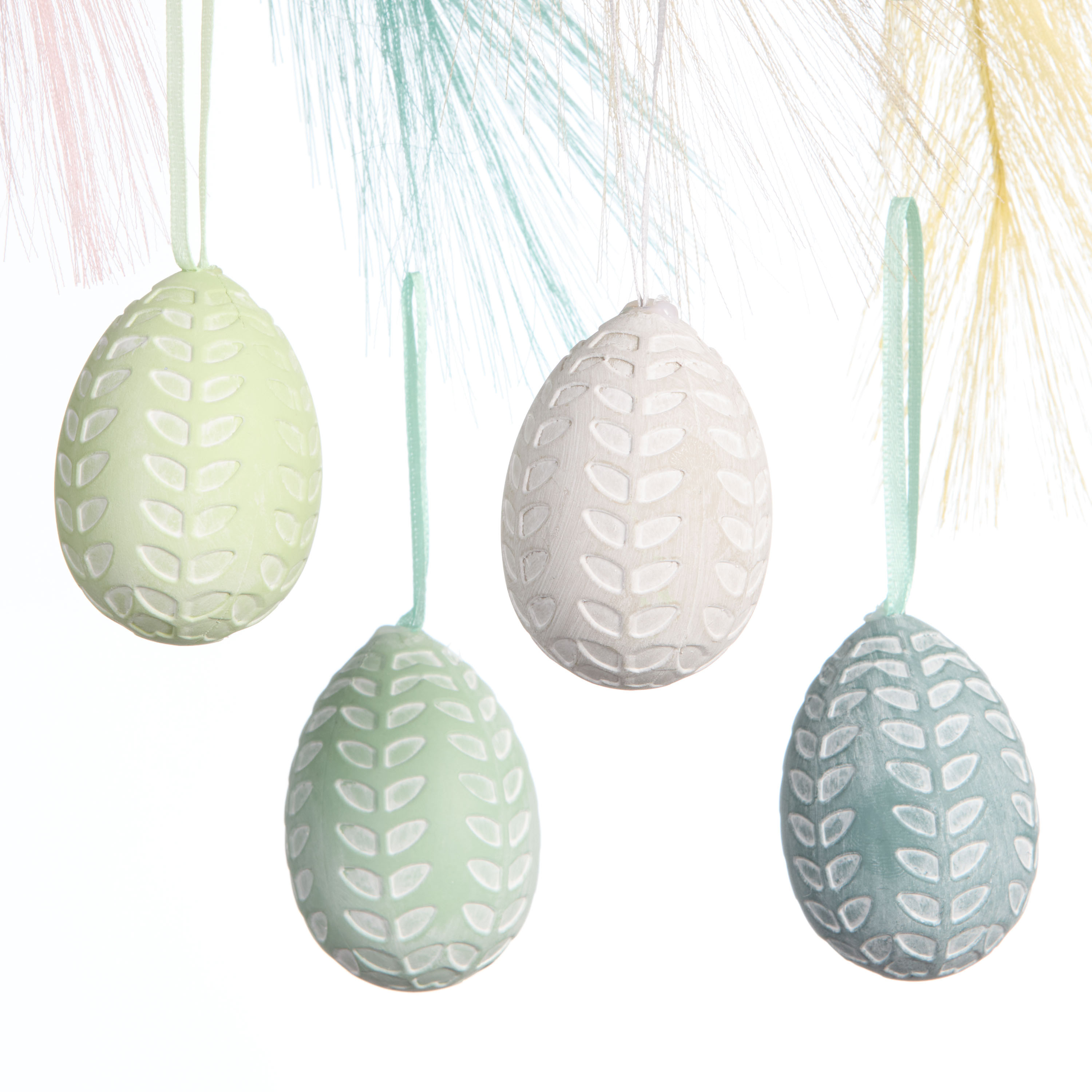 Multicolor Fern Imprint Egg Ornament Decor 12 Piece | World Market