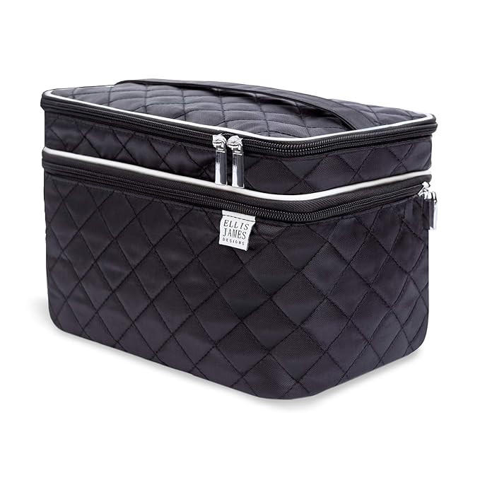 Ellis James Designs Large Travel Makeup Bag for Women - Black Make Up Bag for Women - Travel Cosm... | Amazon (US)