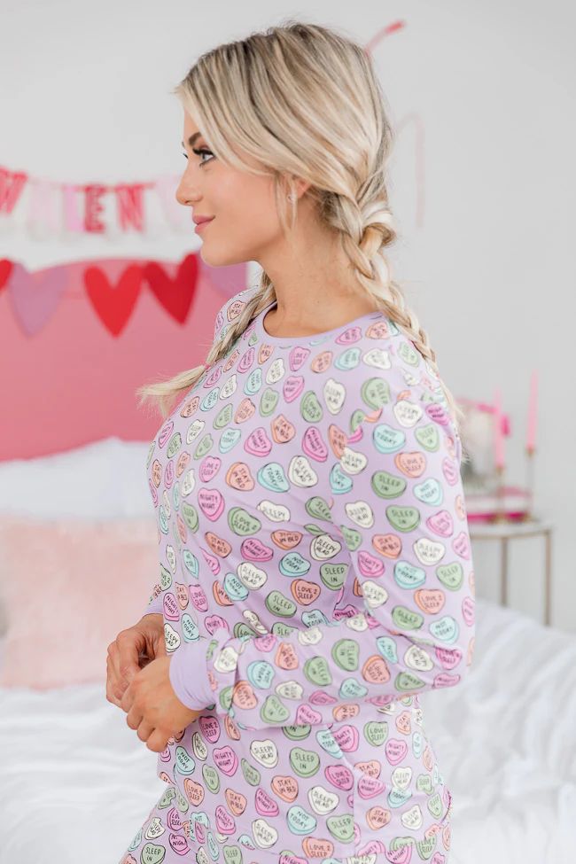 Sweetest Love Pastel Candy Heart Pajama Top | Pink Lily