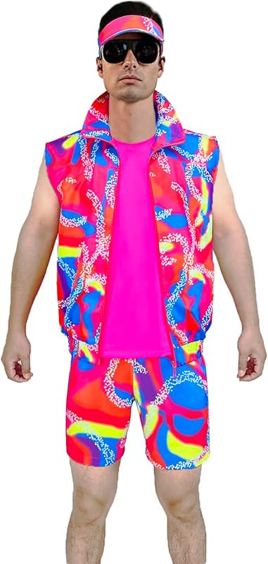 Sinkawa Jackets 80s Ken Workout Costume Halloween Cosplay Couples Outfits Tank Top Vest Beach Sho... | Amazon (US)