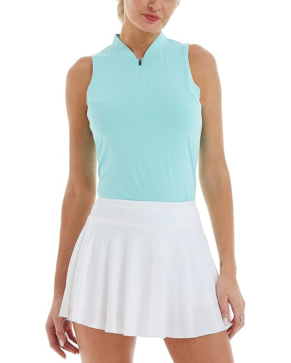 LastFor1 Women's Golf Polo Sleeveless Shirt Zip-Up UPF 50+ UV Protection Athletic Tops Slim Fit Q... | Amazon (US)