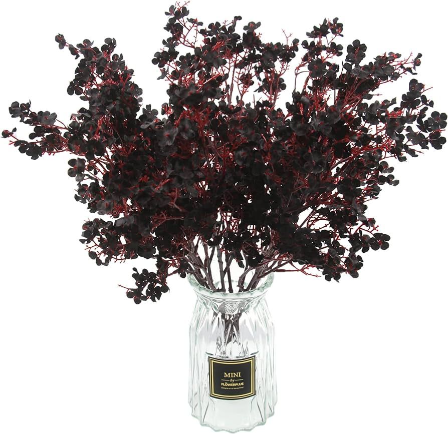 Hananona 10 Pcs Babys Breath Artificial Flowers Black Fake Silk Flowers for Halloween Home Decor ... | Amazon (US)