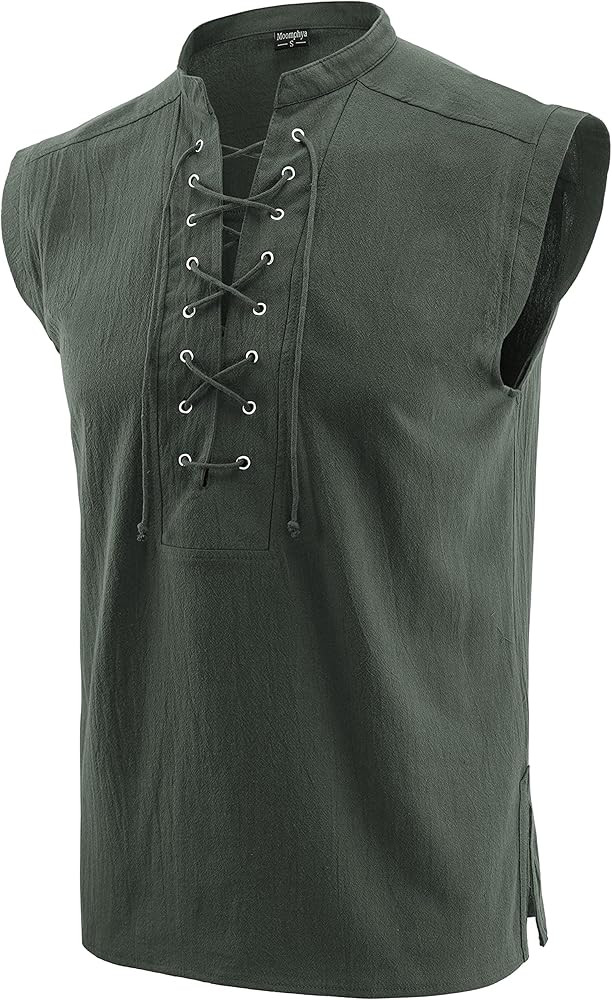 Mens Pirate Renaissance Viking Steampunk Medieval Gothic Celtic Sleeveless Shirt Barbarian Top Te... | Amazon (US)