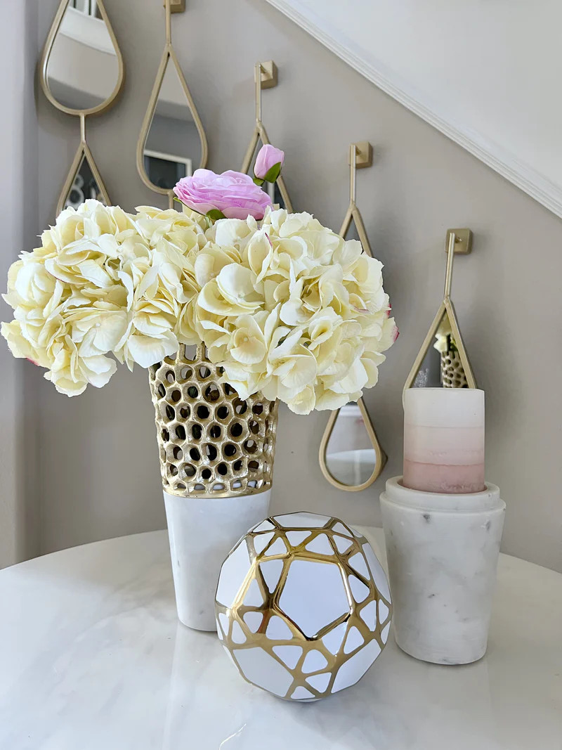 Textured Design Vase with White Marble Base (2 Colors) "From Pops Of Color Home Collection" | Inspire Me! Home Decor