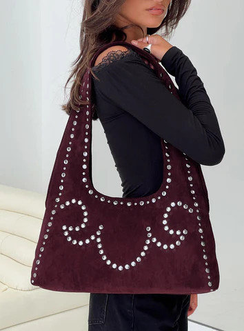 Lemoni Stud Bag Burgundy | Princess Polly US
