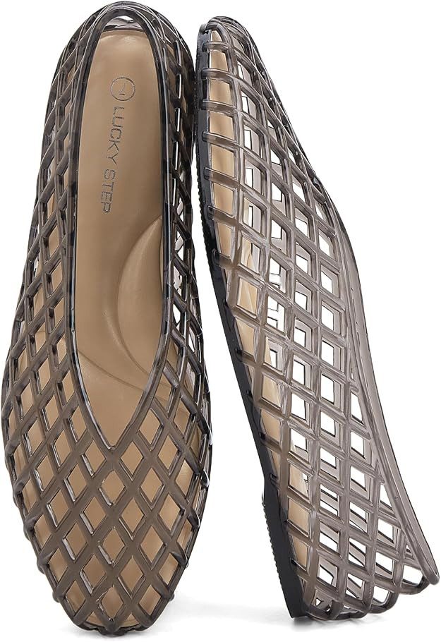 LUCKY STEP Women's Jelly Ballet Flats Mesh Casual | Amazon (US)