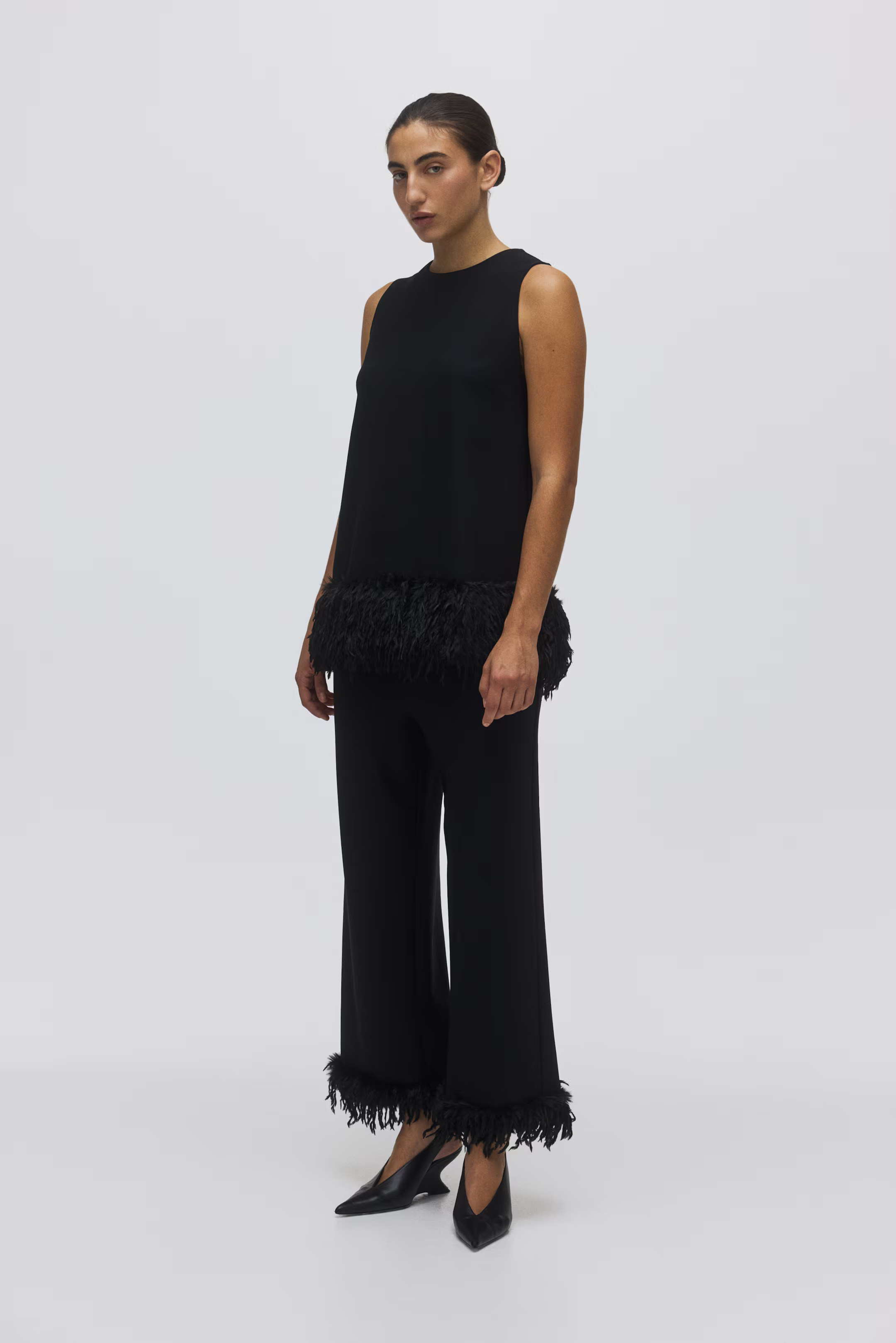 Fringe-trimmed top - Black | H&M GB | H&M (UK, MY, IN, SG, PH, TW, HK)