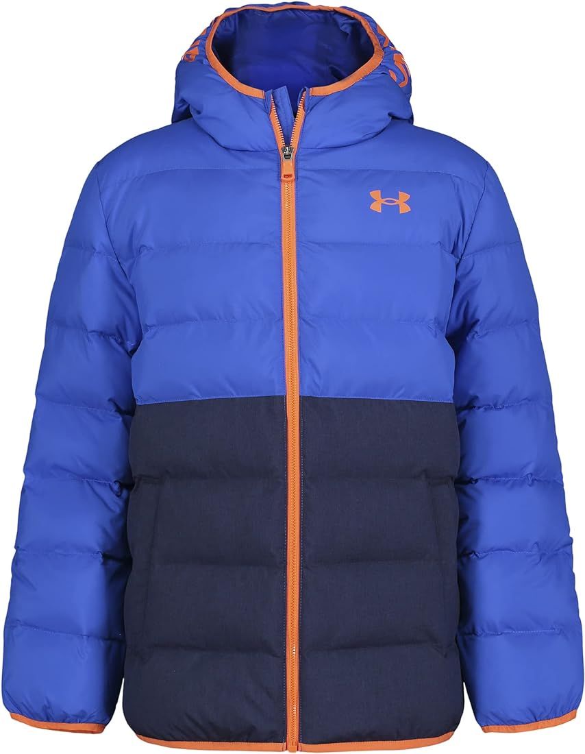 Under Armour Boys' Pronto Colorblock Puffer Jacket, Mid-Weight, Zip Up Closure, Repels Water | Amazon (US)