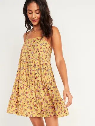 Printed Sleeveless Tiered Swing Dress for Women | Old Navy (US)