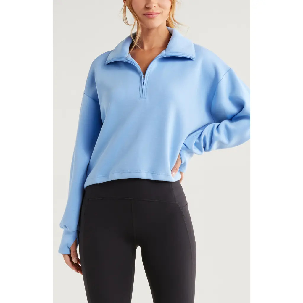 Zella Soft Modal Blend Half Zip Pullover in Blue Azurine at Nordstrom, Size X-Large | Nordstrom