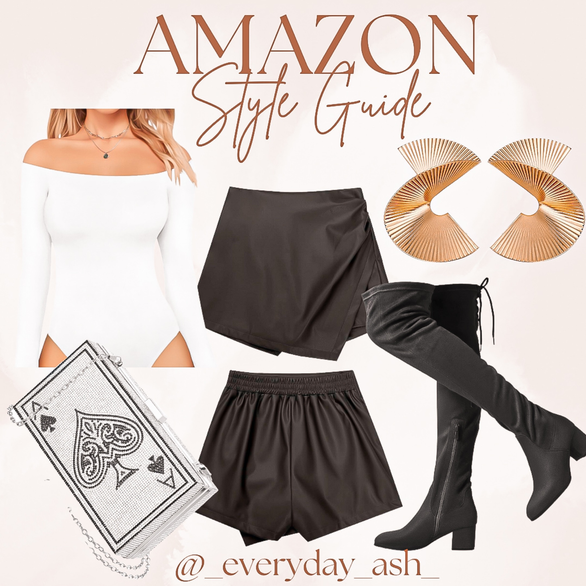 VEGAS BABY  🎰🎉

If you’re heading to Vegas this fall/ winter season then this outfit is for you 🖤

How cute is that purse ! 🃏 

Amazon fashion, Amazon must haves, Amazon finds, Vegas outfit, fall fashion, knee high boots , skort, leather shorts, bodysuit , gold earrings, Thanksgiving , jewelry, Amazon accessories 

#LTKfindsunder50 #LTKstyletip #LTKHoliday