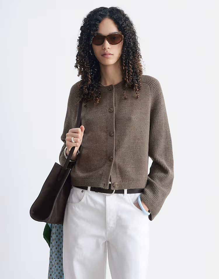 \u203a & Other Stories pure wool cardigan in beige with contrast tonal cuff | ASOS (Global)
