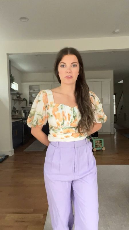Abercrombie spring haul
Floral Top: size small, fits perfectly
Purple Linen Pants: wearing size medium, exchanging for size small petite

spring pants, springtime look, summer florals, orange flowers, date night outfit, spring look