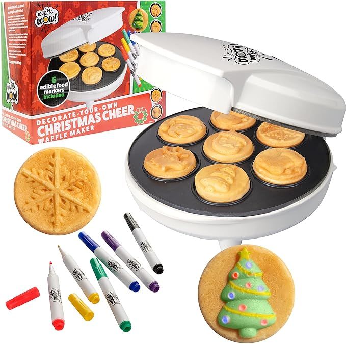 Christmas Holiday Waffle Maker with 6 Edible Food Markers - Make X-Mas Breakfast Fun with Delicio... | Amazon (US)