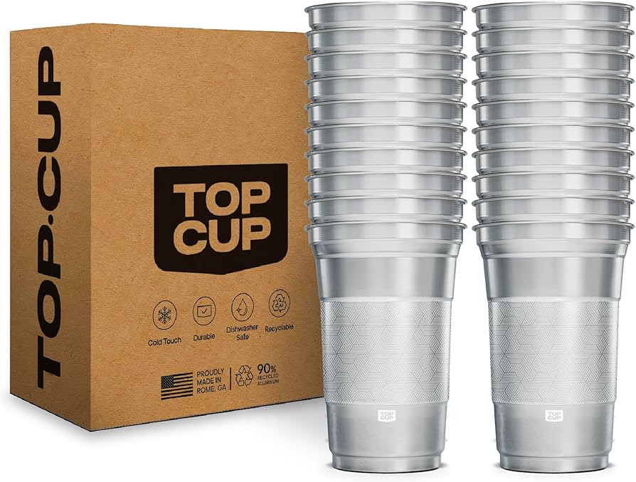 Top Cup \u2013 20 Ounce, 20 Count, Reusable Aluminum Party Cups | Stealth Design | Cold-Holding, ... | Amazon (US)