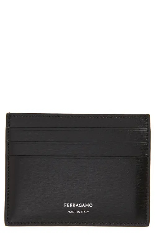 FERRAGAMO Classic Leather Card Case in Nero at Nordstrom | Nordstrom