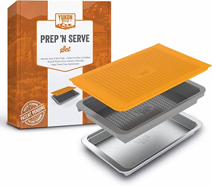 Food Prep BBQ Tray The Yukon Glory Grill Prep Trays Include a Plastic Marinade Container for Mari... | Amazon (US)