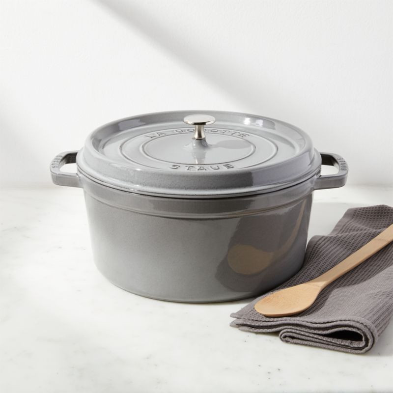 Staub 7-Qt Graphite Round Cocotte + Reviews | Crate & Barrel | Crate & Barrel