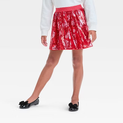 Girls' Valentine's Day Sequin Heart Skirt - Cat & Jack™ Red S | Target