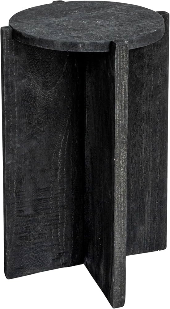 Creative Co-Op Paulownia Wood Round Accent Table, Black | Amazon (US)