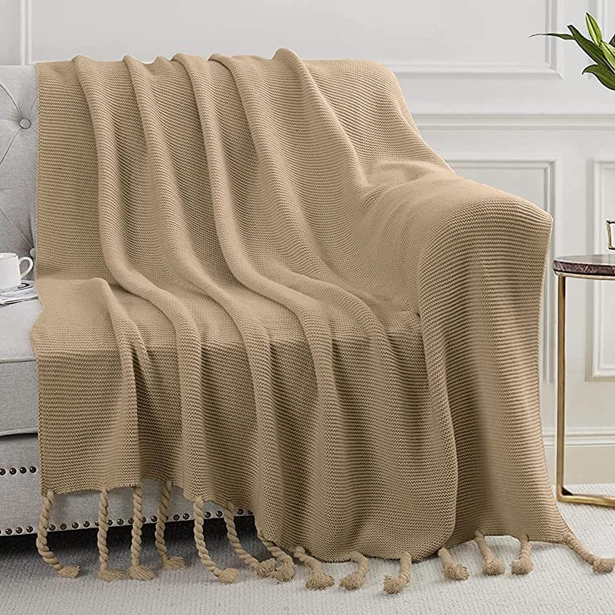 Aormenzy Taupe Throw Blanket with Tassels Amazon finds amazon deals amazon sales | Amazon (US)