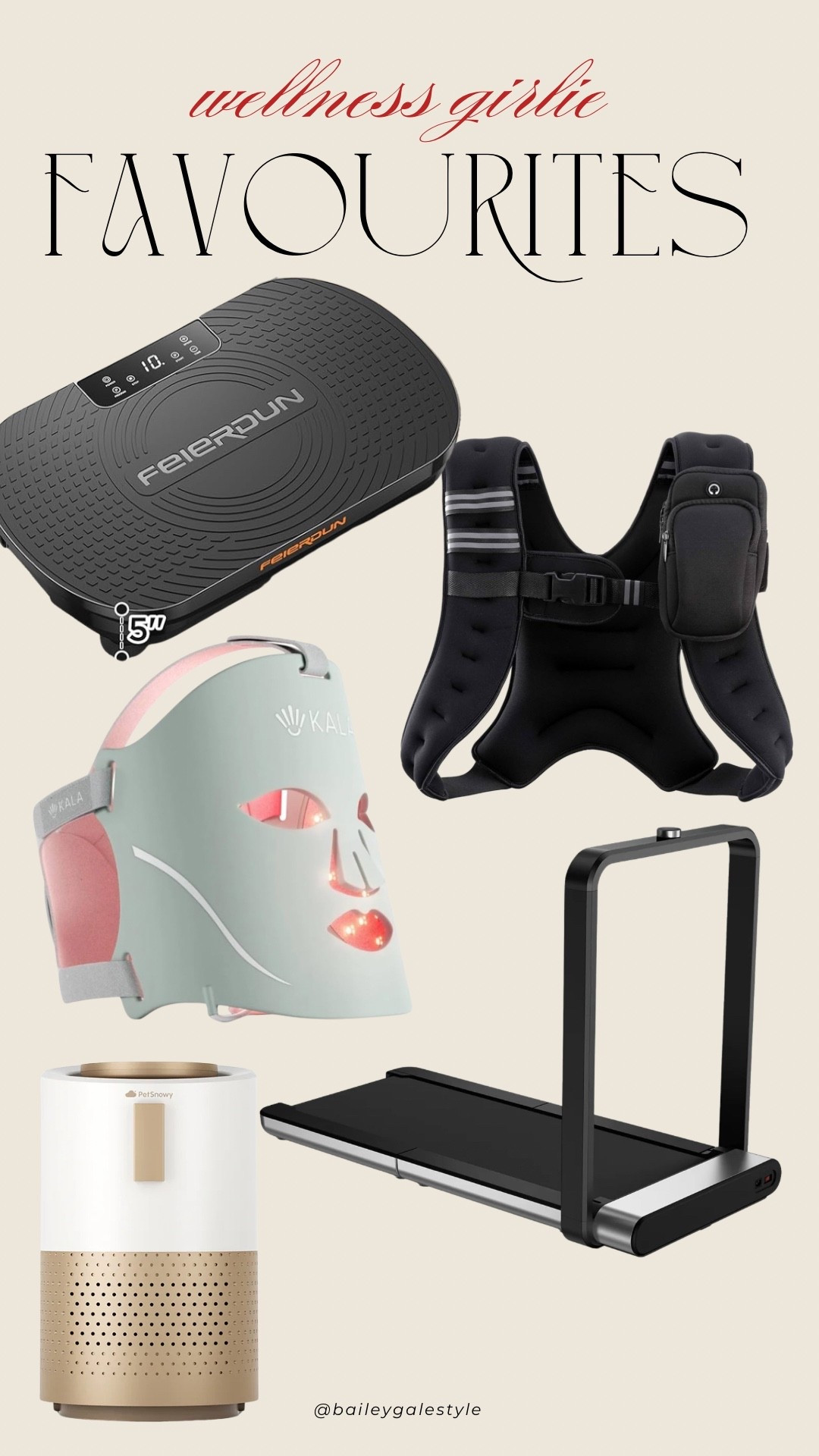 All my new wellness items for my 2026 stacked morning routine. 

I have the conair face mask but it’s from Costco and can’t link it. I actually would like to upgrade to the Kala therapy one, the reviews are 🤌🏻 