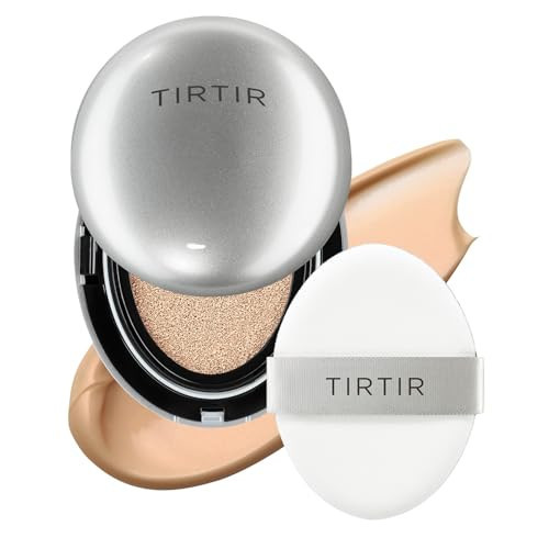 TIRTIR Mask Fit Aura Silver Cushion Foundation | Semi-glow Finish, Natural Coverage, Moisturizing, Lightweight, Korean cushion foundation (#27C Cool Beige, Full Size, 0.63 Fl Oz) | Amazon (US)