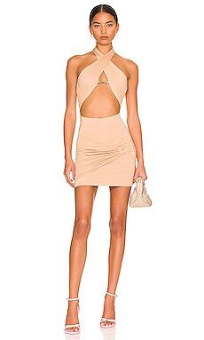 superdown Michelle Wrap Mini Dress in Nude from Revolve.com | Revolve Clothing (Global)