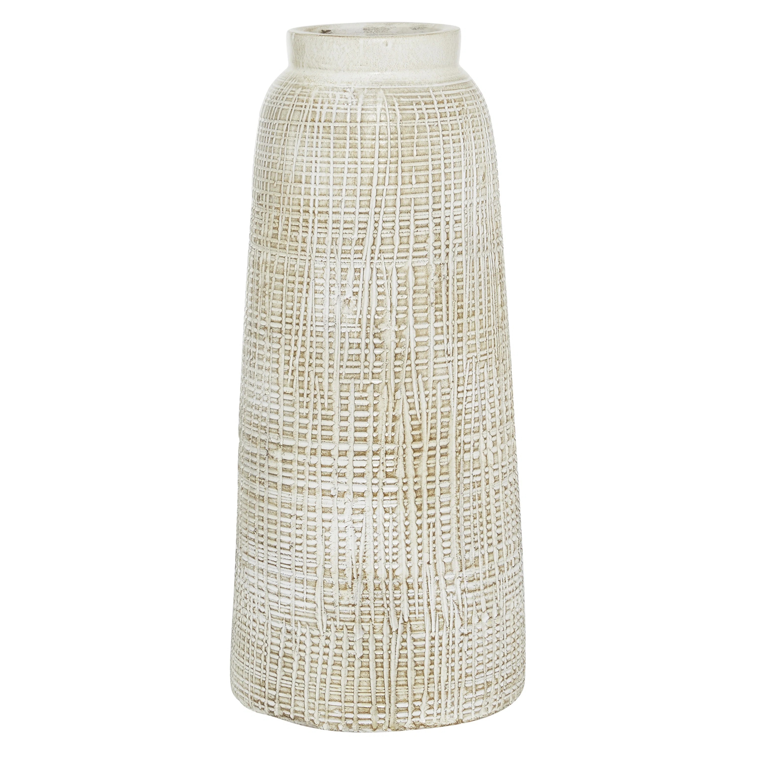 Dakota Fields Ceramic Textured Crosshatch Decorative White Vase & Reviews | Wayfair | Wayfair North America