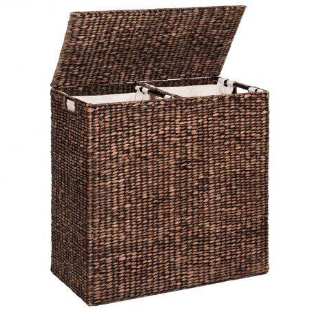 Best Choice Products Water Hyacinth Double Laundry Hamper Basket W/ 2 Liner Basket Bags Brushed Espr | Walmart (US)