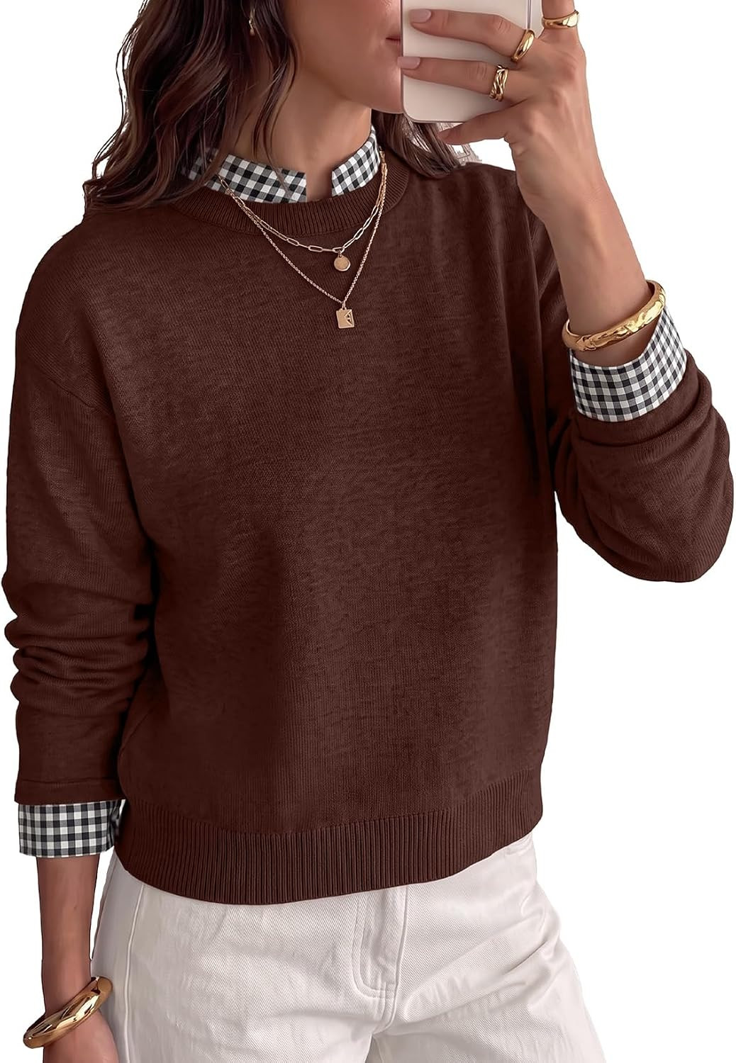 Sidefeel Women's Long Sleeve Mock Neck 2 in 1 Pullover Sweaters | Amazon (US)