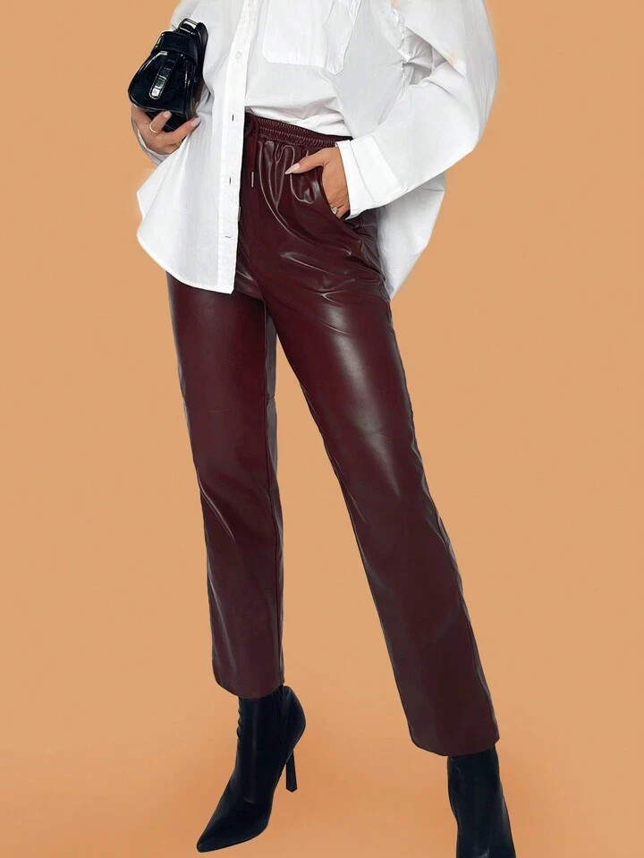 SHEIN BIZwear High Waist PU Leather Pants | SHEIN