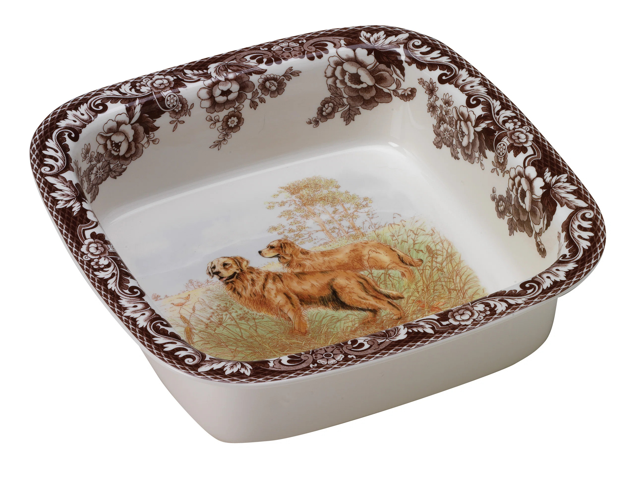 Spode Woodland Dogs Sq Rim Dish 10" Golden Ret | Wayfair North America