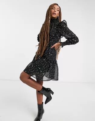 Violet Romance high neck mini smock dress in star print | ASOS (Global)