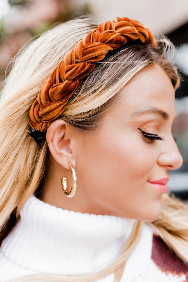 Powerful Love Rust Velvet Braided Headband | Pink Lily