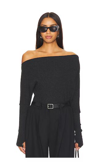 Cashmere Cuffed Off-shoulder Long Sleeve in Charcoal | Revolve Clothing (Global)